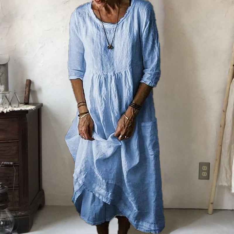 LINNEA – Χαλαρό Maxikleid με στρογγυλή λαιμόκοψη