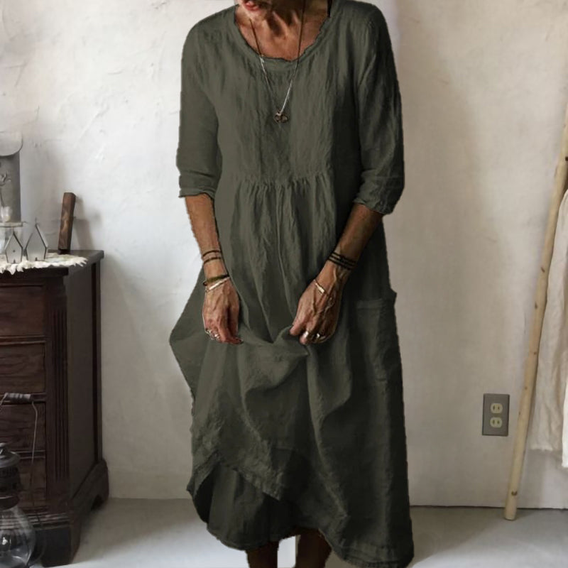 LINNEA – Χαλαρό Μαξιφόρεμα με Στρογγυλή Λαιμόκοψη