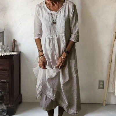 LINNEA – Χαλαρό Maxikleid με στρογγυλή λαιμόκοψη