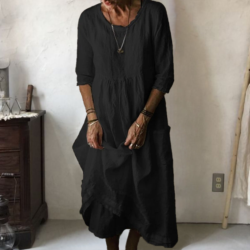 LINNEA – Χαλαρό Μαξιφόρεμα με Στρογγυλή Λαιμόκοψη