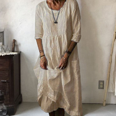 LINNEA – Χαλαρό Μαξιφόρεμα με Στρογγυλή Λαιμόκοψη