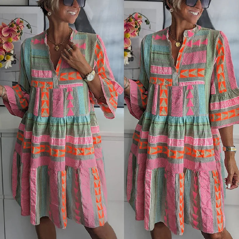 CHLOE – Κοντό Boho Φόρεμα με Ρίγες