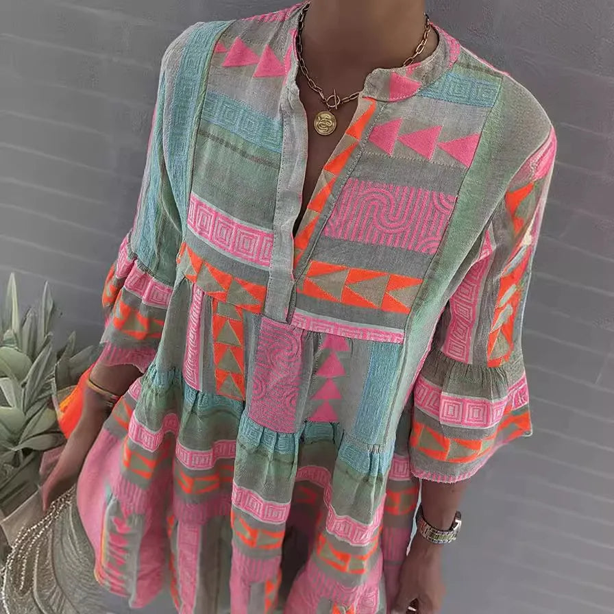 CHLOE – Κοντό Boho Φόρεμα με Ρίγες