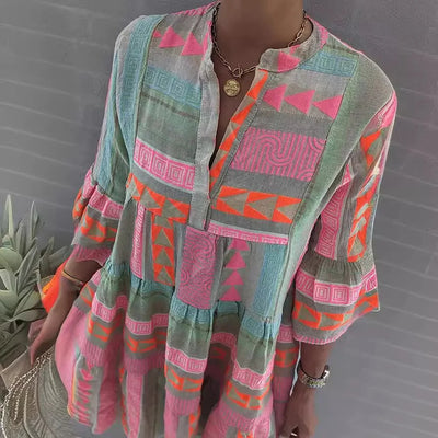 CHLOE – Κοντό Boho Φόρεμα με Ρίγες