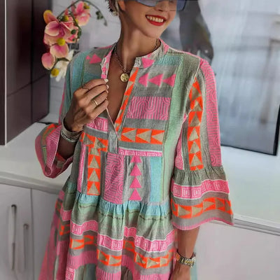 CHLOE – Κοντό Boho Φόρεμα με Ρίγες