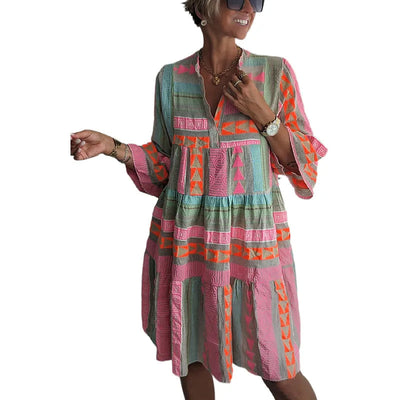 CHLOE – Κοντό Boho Φόρεμα με Ρίγες