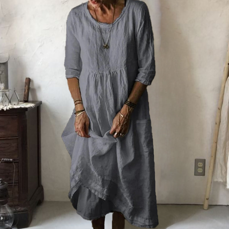 LINNEA – Χαλαρό Maxikleid με στρογγυλή λαιμόκοψη